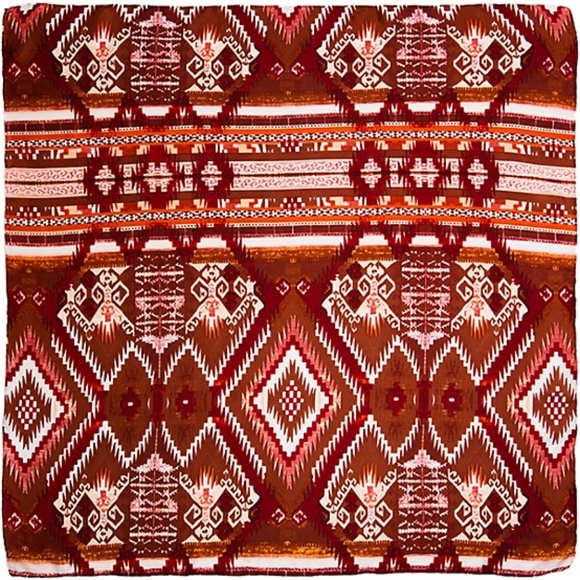 Wyoming Traders Wild Rag Aztec Print Brown / White 100% Silk Scarf - 34.5" - Picture 1 of 2